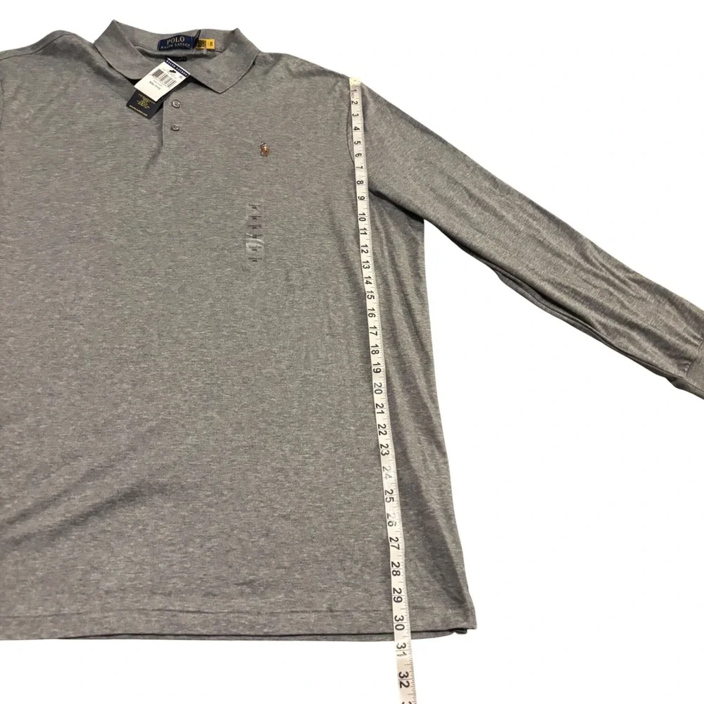 Polo Ralph Lauren Men XXL Grey Flesh Pony Long Sleeve Classic Fit Polo Shirt NWT